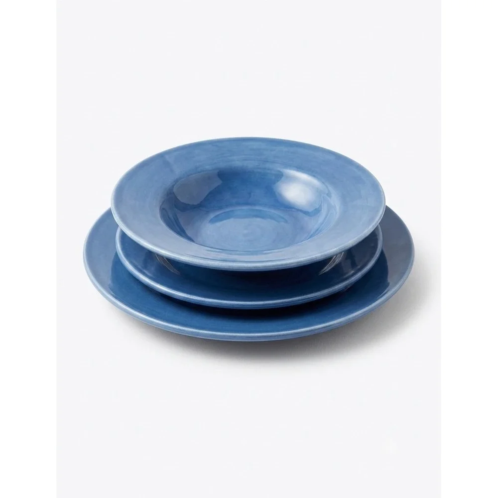 Pottery Barn Sausalito Stoneware 3 Piece Place Setting Dinner Salad Soup Bowl